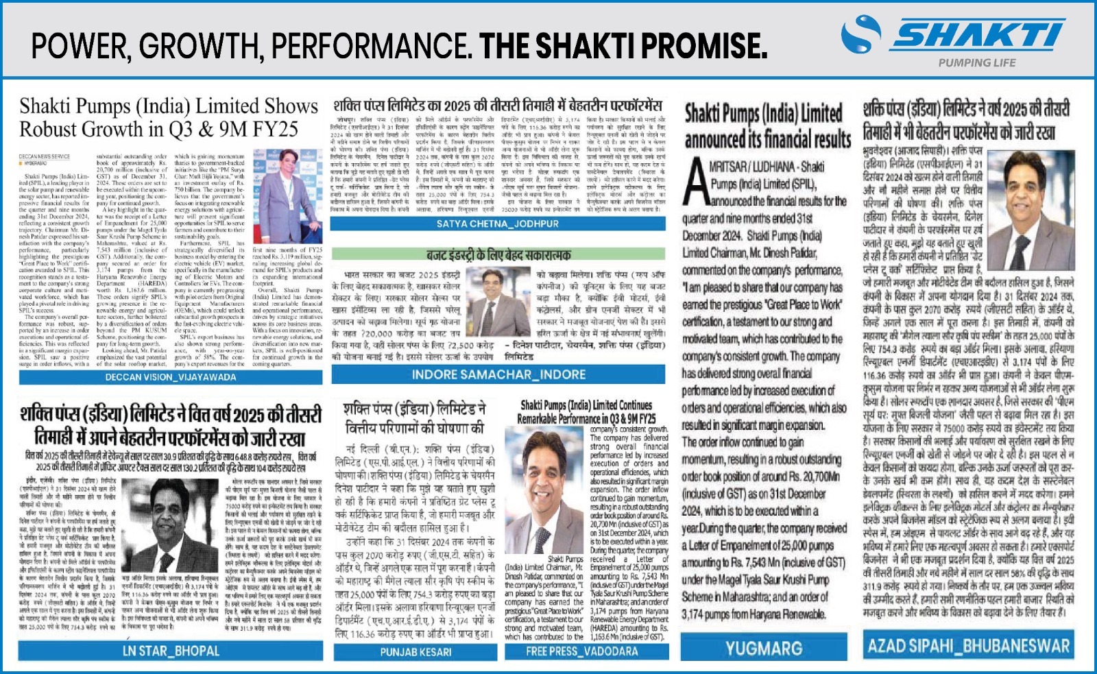 Shakti Pumps (India) Limited Continues Remarkable Performance in Q3 & 9M FY25